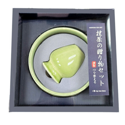 CERAMIC MATCHA BOWL & CUP SET GREEN