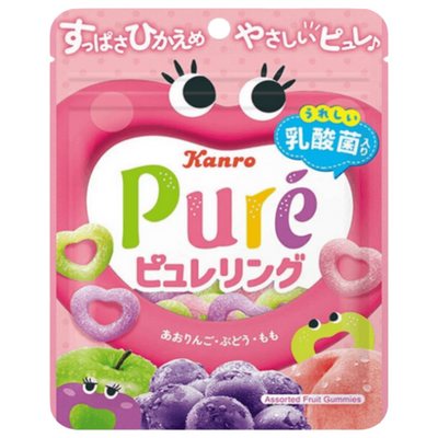 KANRO PURE RING GUMMY GRAPE PEACH GREEN APPLE