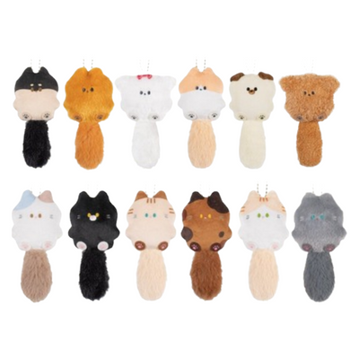 FLUFFY TAIL SQUEAKY PLUSH MASCOT KEY RING