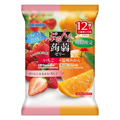 ORIHIRO KONJAC JELLY STRAWBERRY+ORANGE 12PC