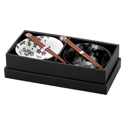 PAIR BOWL & CHOPSTICK SET SAKURA 15X7CM