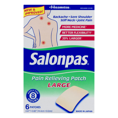 SALONPAS PAIN RELIEVING GEL PATCH LARGE 6P