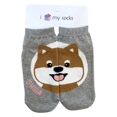 COUPLE SOCKS SHIBA SMILE GRAY