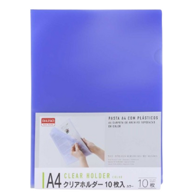 A4 CLEAR HOLDER 10P ASSORTED COLORS
