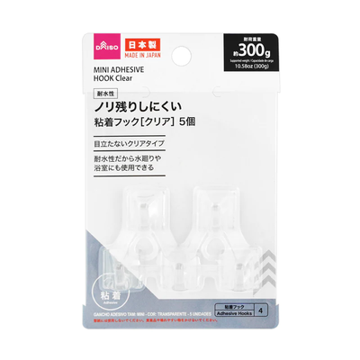 ADHESIVE HOOK CLEAR MINI 5PCS