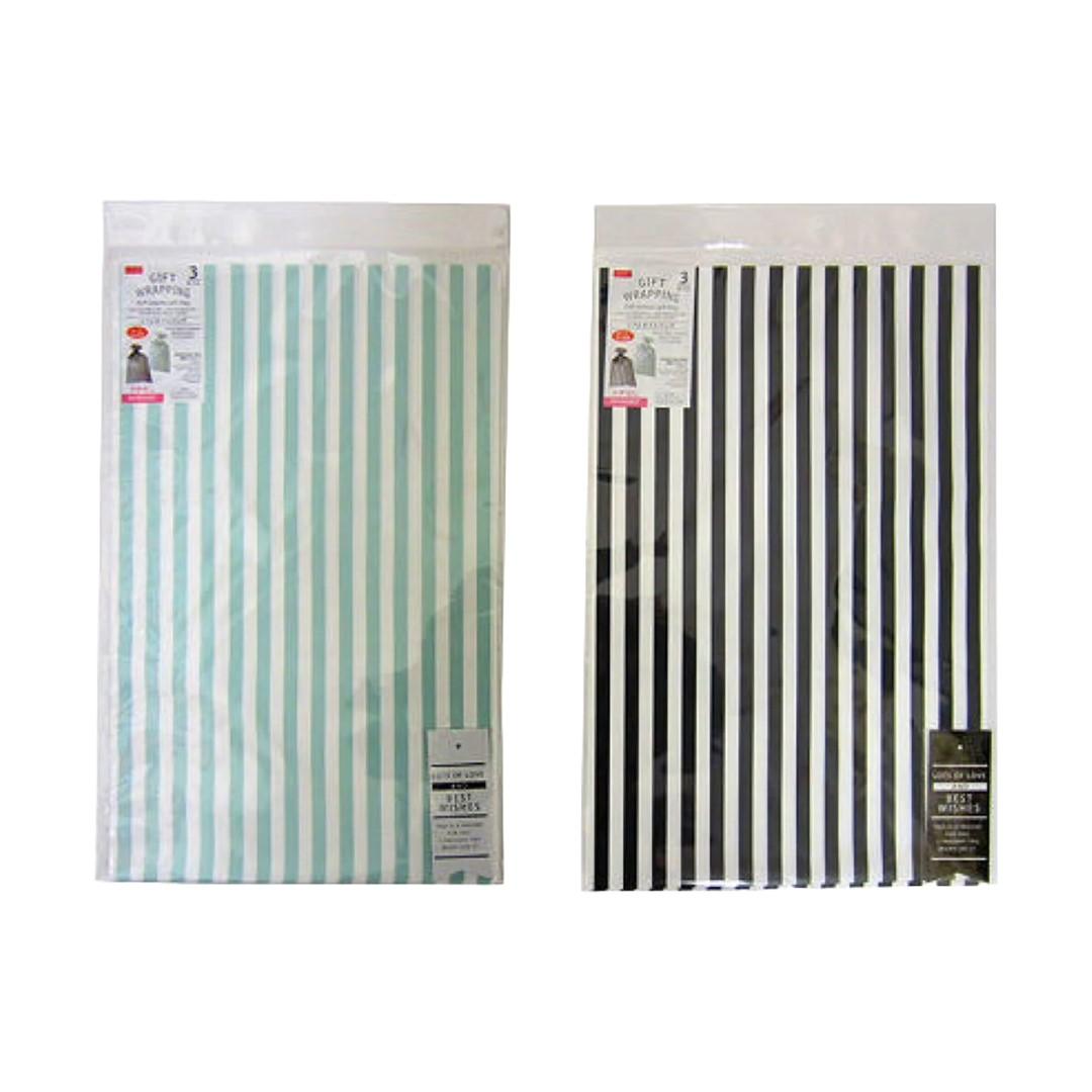 SOFT PLASTIC GIFT BAG STRIPE 3PCS 40CM X 25CM
