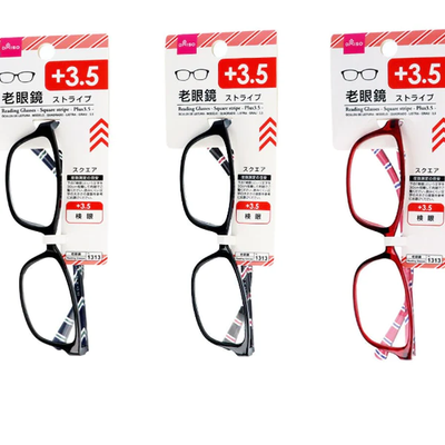 READING GLASSES SQUARE STRIPE PLUS 3.5