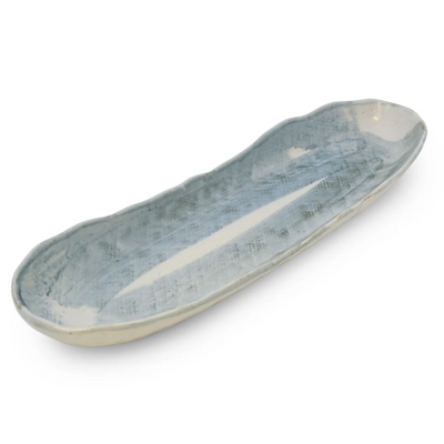 LIGHT BLUE ROUNDED RECTANGULAR PLATE 13.1 X 4 IN