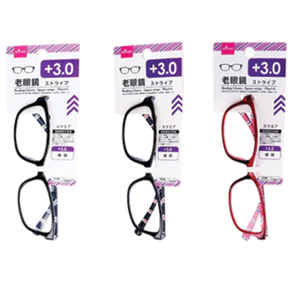 READING GLASSES SQUARE STRIPE PLUS 3.0