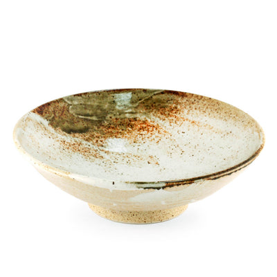 YUKISHINO MOSS WHITE MORIBACHI SERVING DEEP PLATE 9.6 DIA