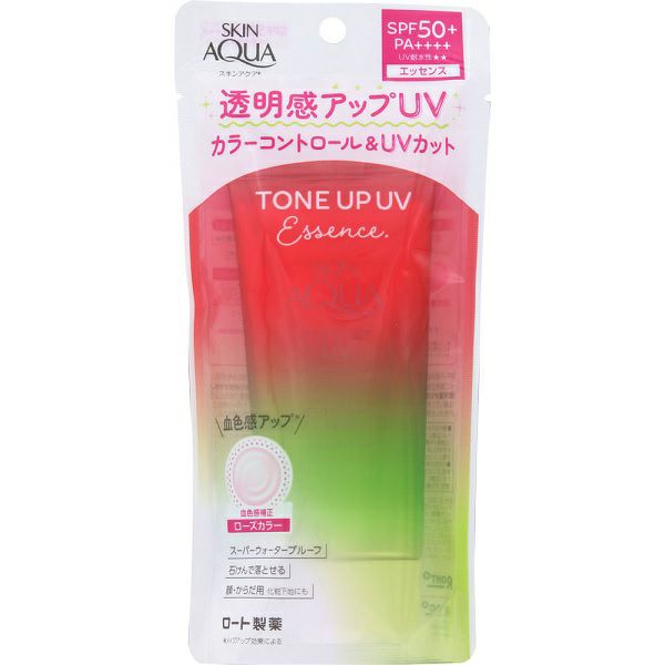 UV ROHTO SKIN AQUA TONE UP ESSENCE SPF50+ ROSE COLOR