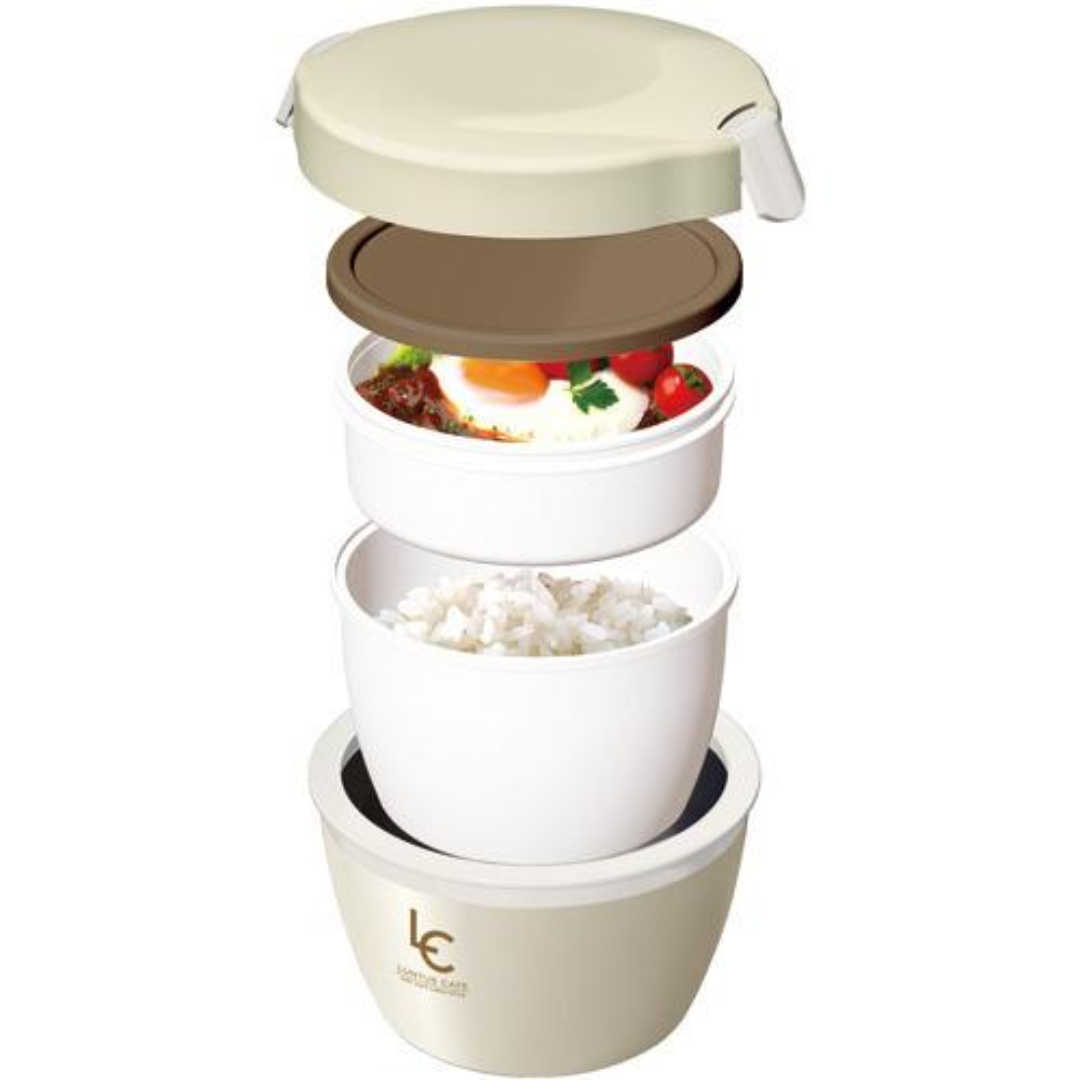 ASVEL LUNTUS CAFEDON 2TIER LUNCH JAR 0.62L IVORY