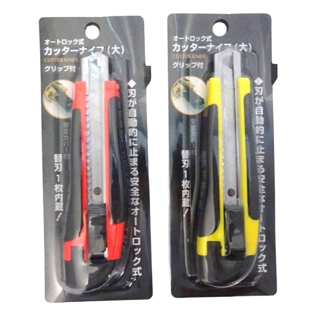 AUTO LOCK CUTTER KNIFE WITH SPARE BLADE L