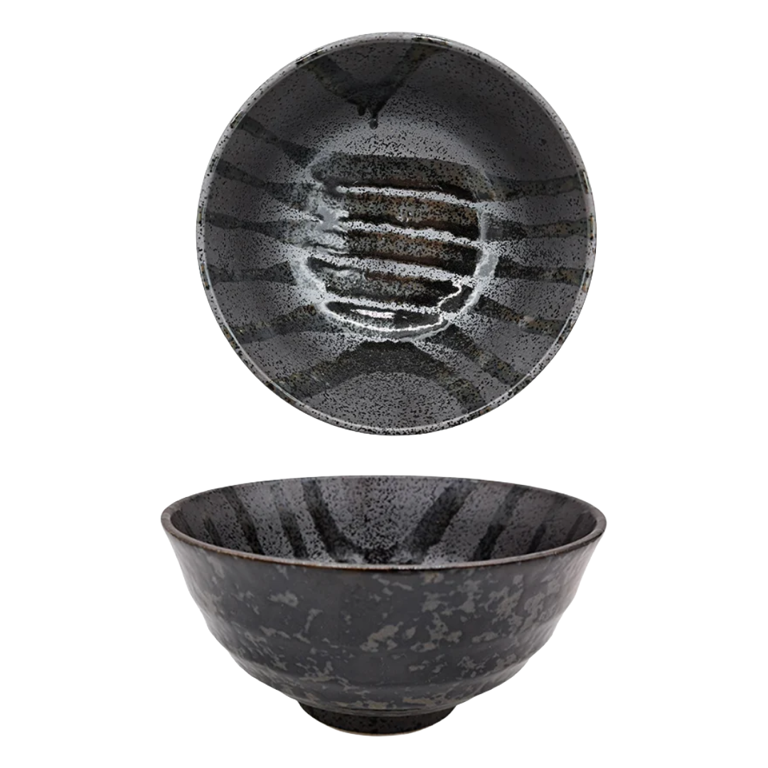 BLACK CERAMIC DONBURI BOWL 6.75 DIA