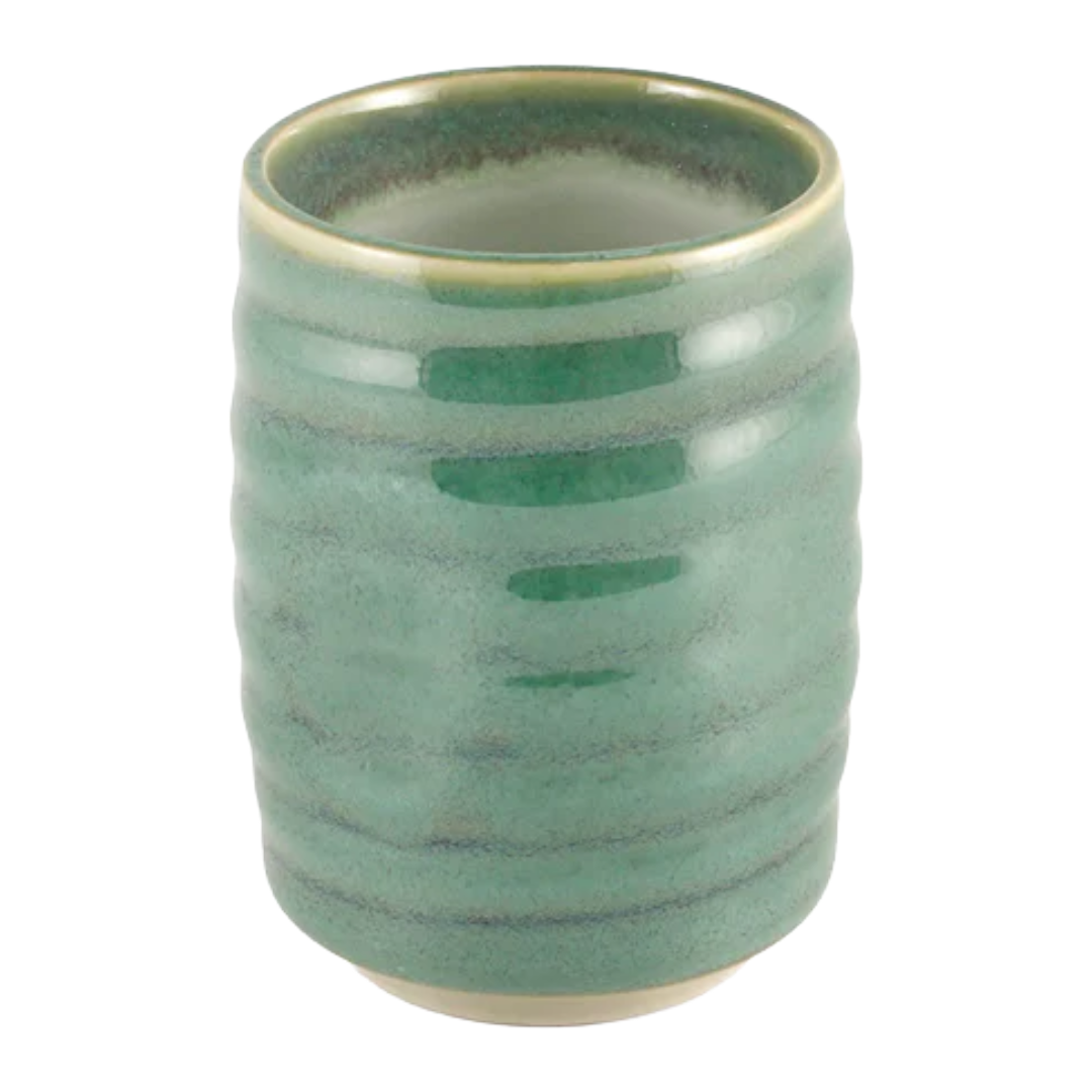 RIDGED EMERALD GREEN SUSHI TEA CUP 8.6 FL OZ 2.95" DIA