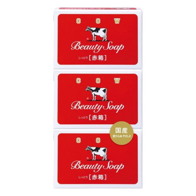 COW RED BOX BEAUTY BAR SOAP MOIST 3PC