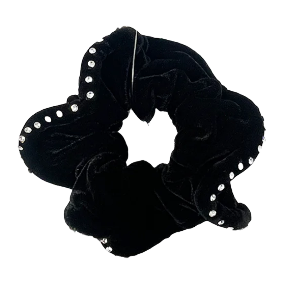 HAIR ACC HAIR TIE SCRUNCHIE BLACK VELVET