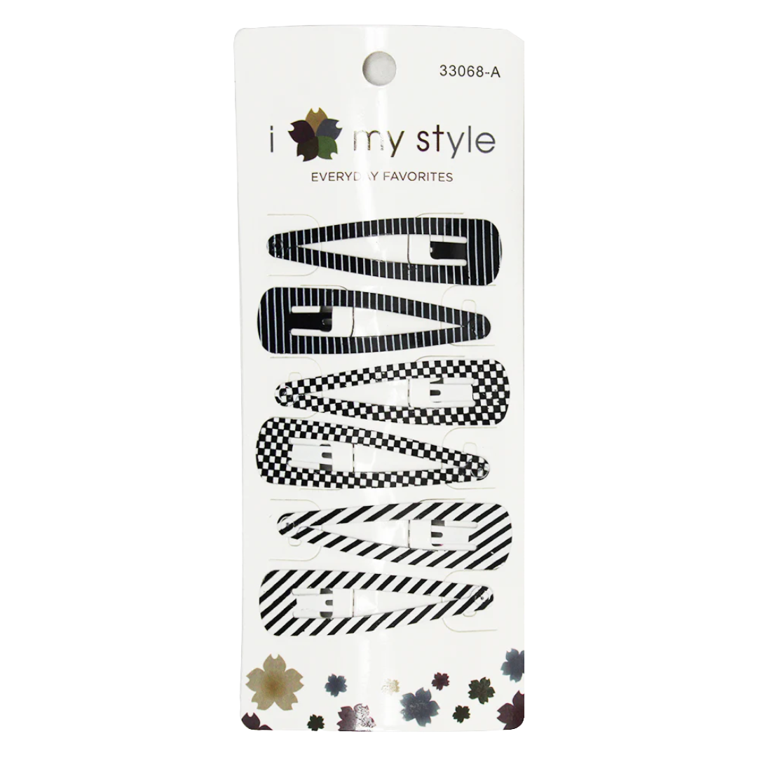 HAIR ACC HAIR CLIP BLK & WH 6P SET