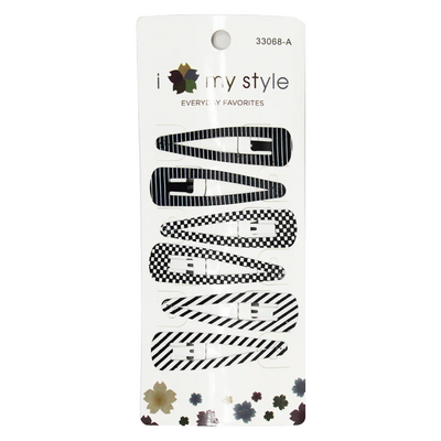 HAIR ACC HAIR CLIP BLK & WH 6P SET