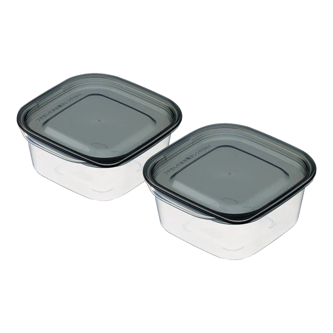 INOMATA PLASTIC FOOD CONTAINER 270ML 2P BLACK