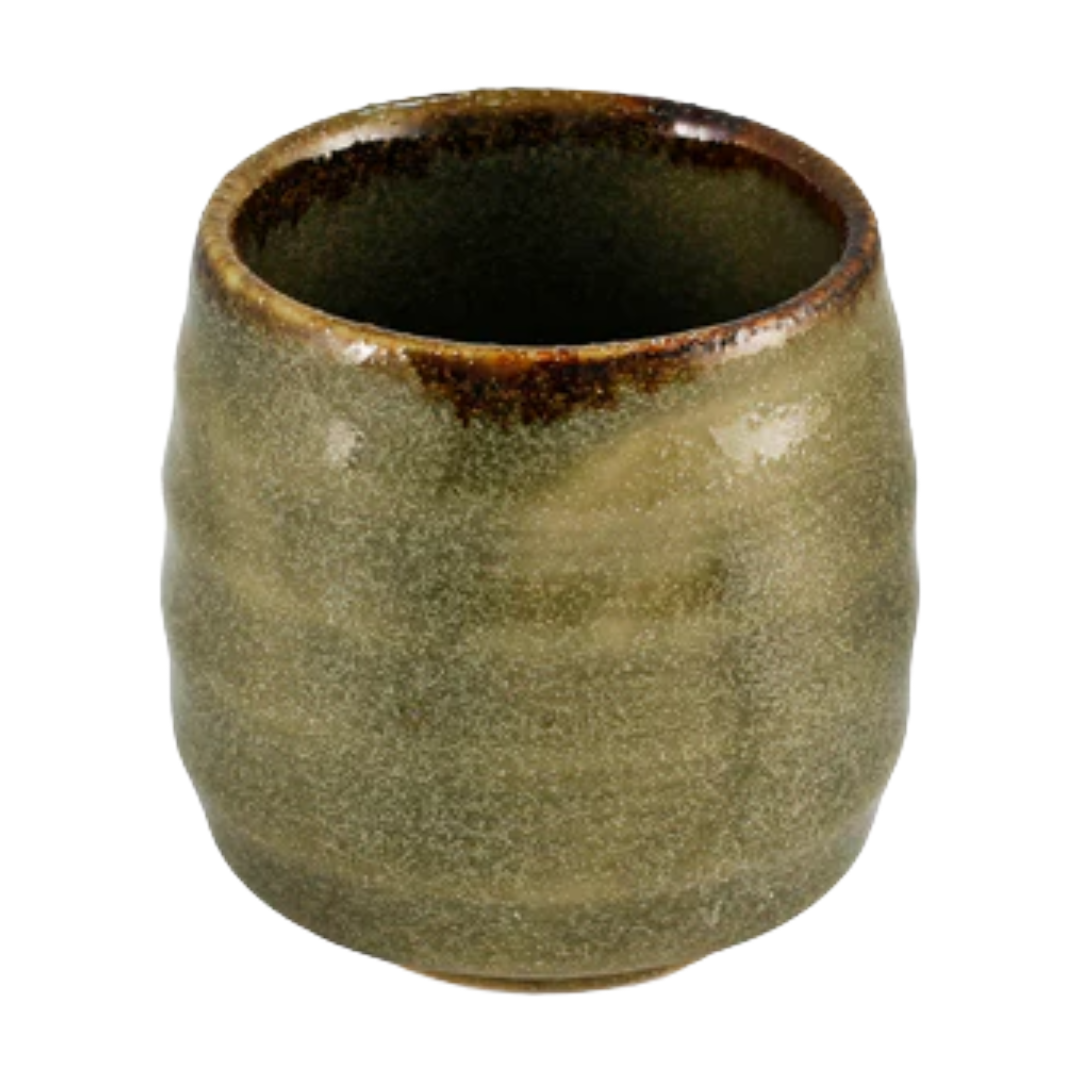 GREEN KARATSU YUNOMI TEA CUP 5.8FL OZ 2.8" DIA