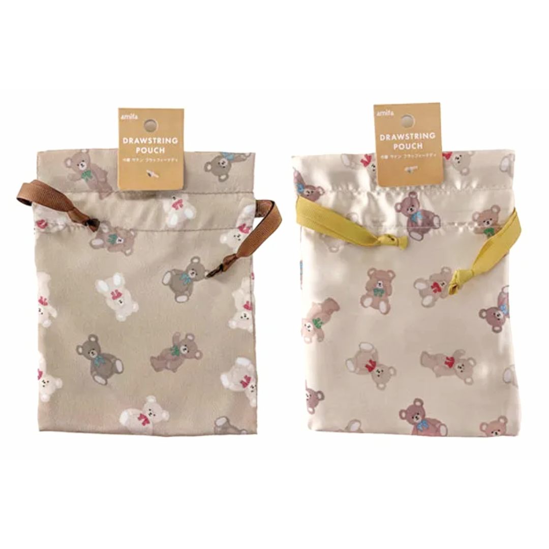 DRAWSTRING BAG SATIN FLUFFY TEDDY 175×130MM