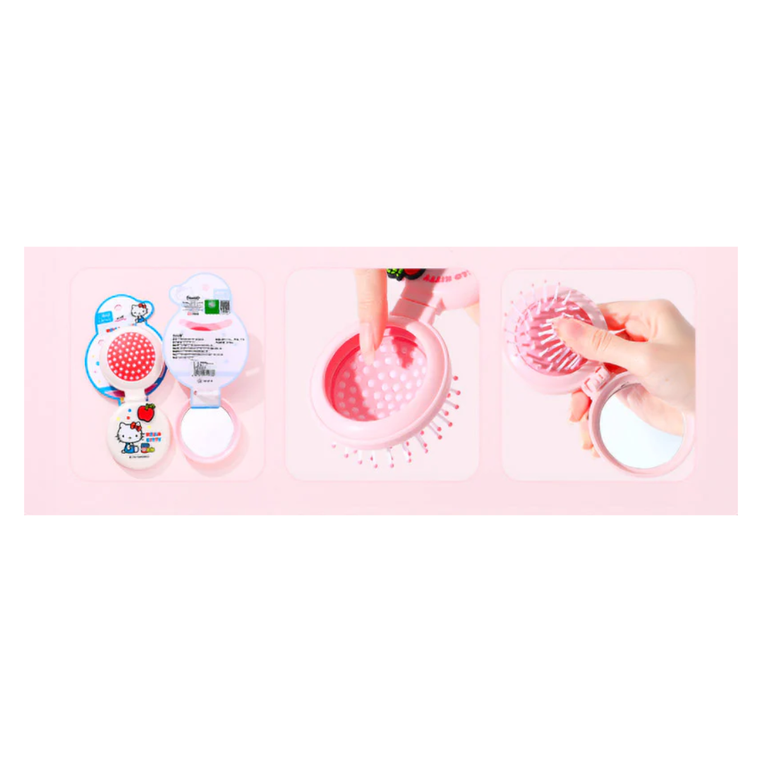 SANRIO HELLO KITTY FOLDABLE HAIR BRUSH W/ MIRROR