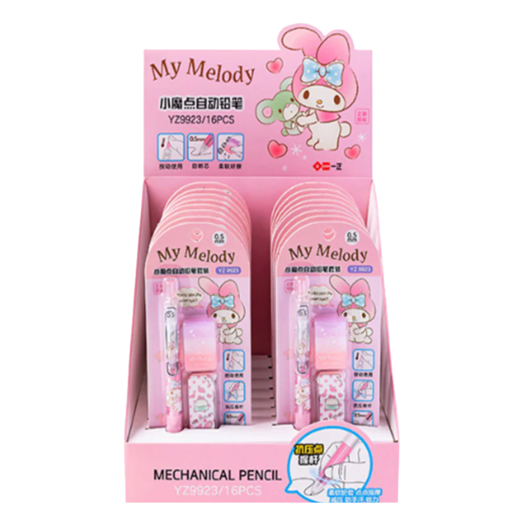 SANRIO MY MELODY  MECHANICAL PENCIL LEAD ERASER SET