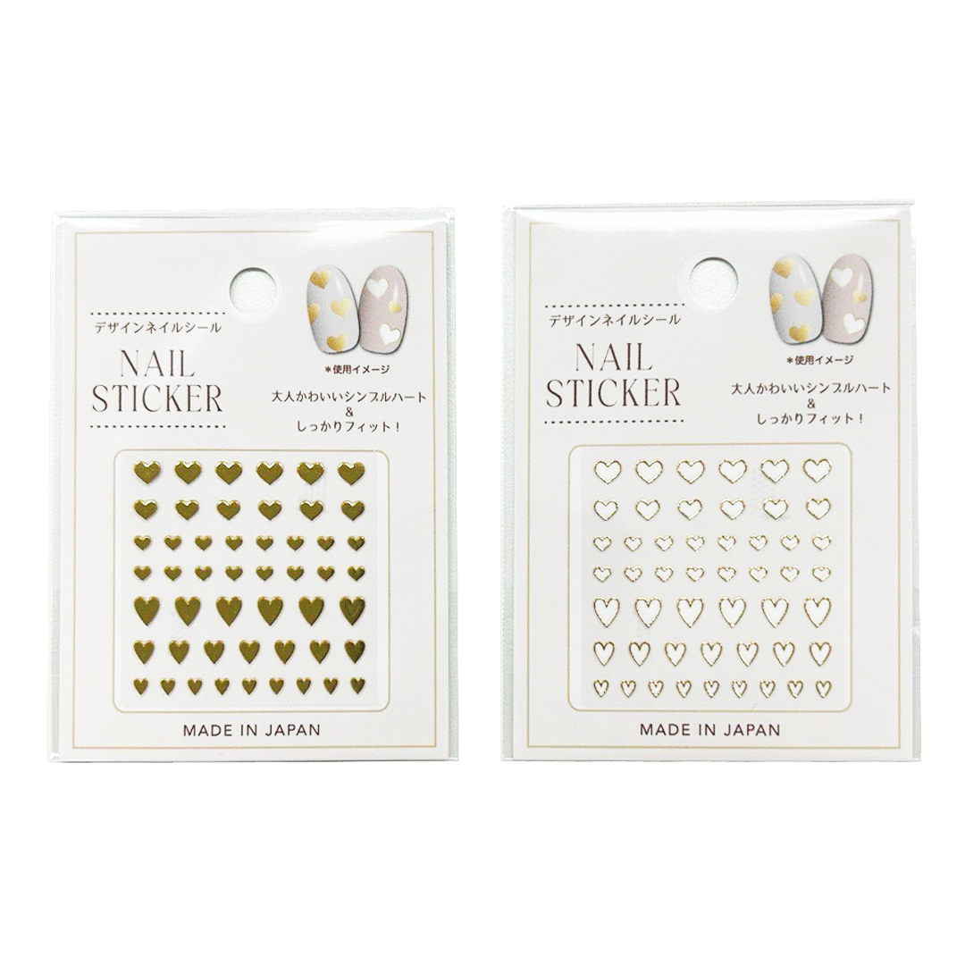 NAIL STICKER HEART WHITE/GOLD