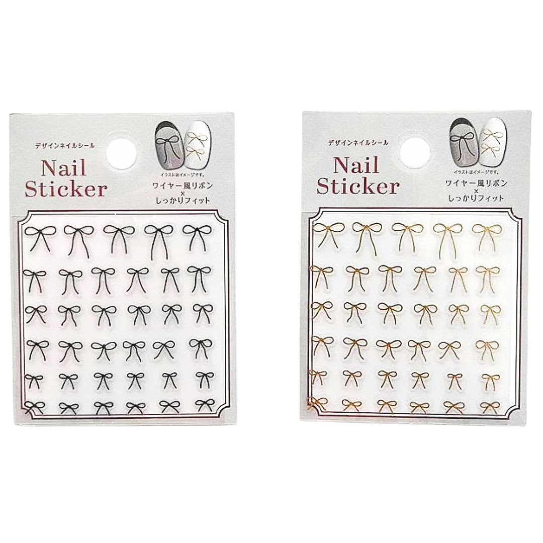 NAIL STICKER BOW GOLD/BLACK
