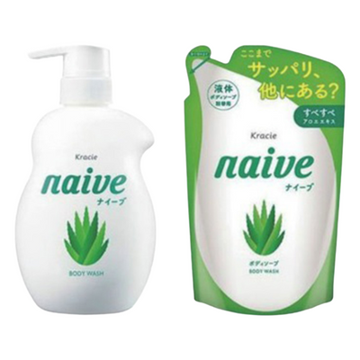 NAIVE BODY WASH ALOE PUMP+REFILL SET