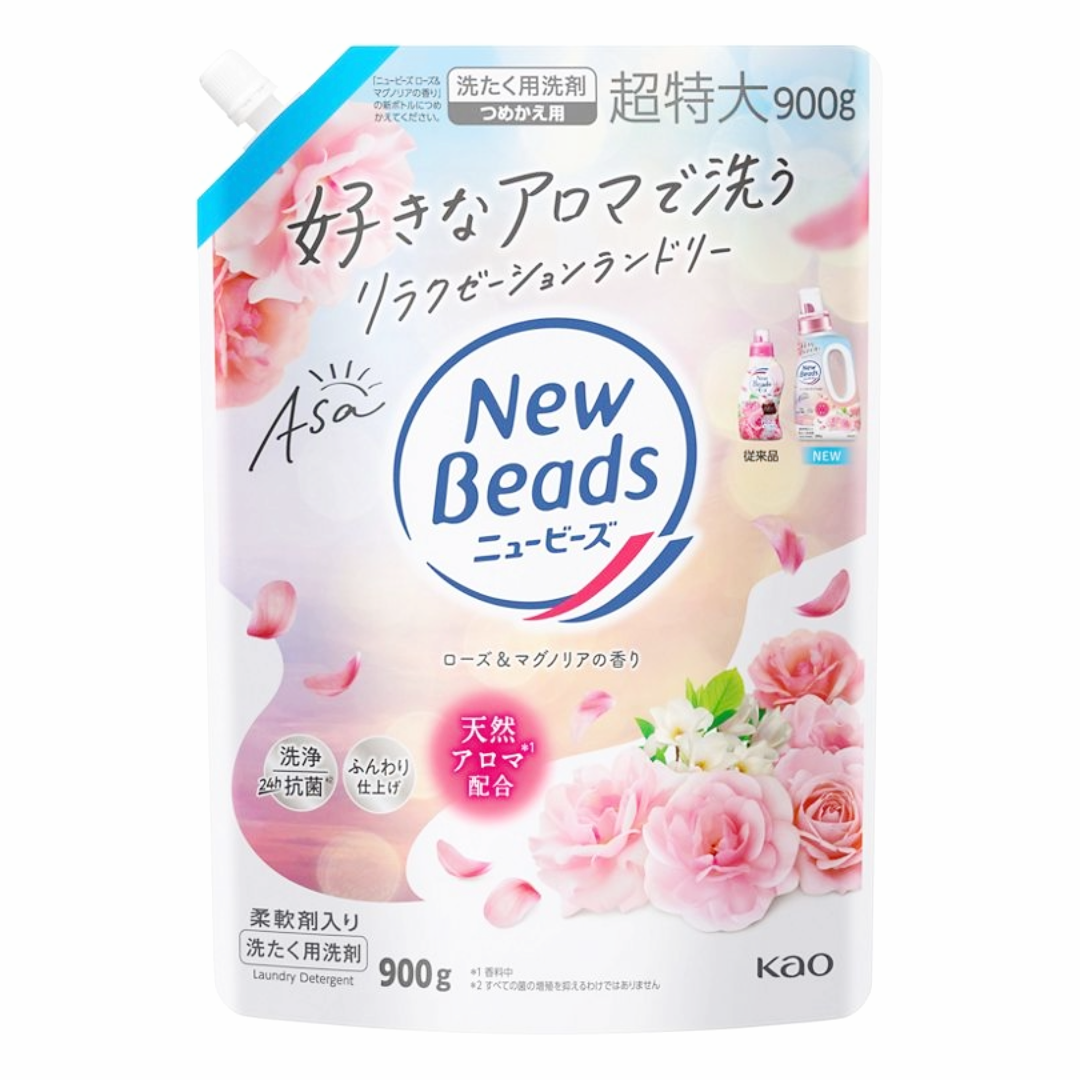 KAO NEW BEADS DETERGENT ROSE&MAGNOLIA REFILL 900G