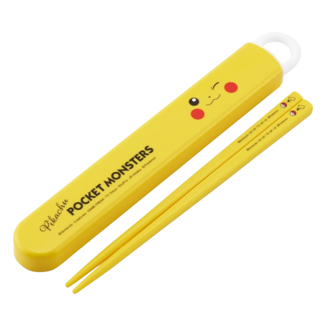 SKATER POKEMON CHOPSTICK W/ CASE PIKACHU FACE 16.5CM