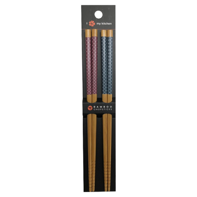 BAMBOO CHOPSTICKS 2 PAIR SET RED&BLUE