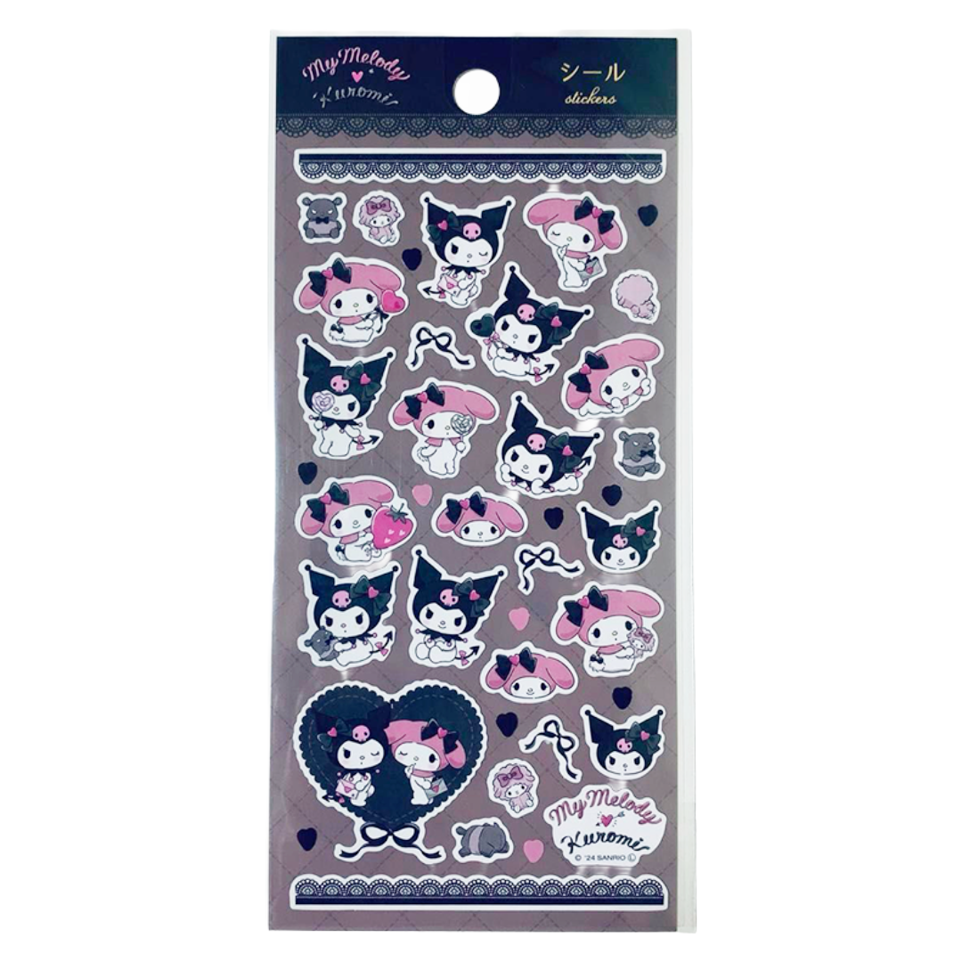 SANRIO HEART RIBBON STICKERS MM&KUROMI