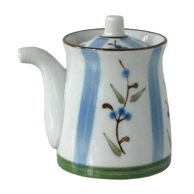 CERAMIC SOY SAUCE BOTTLE BLUE FLOWER
