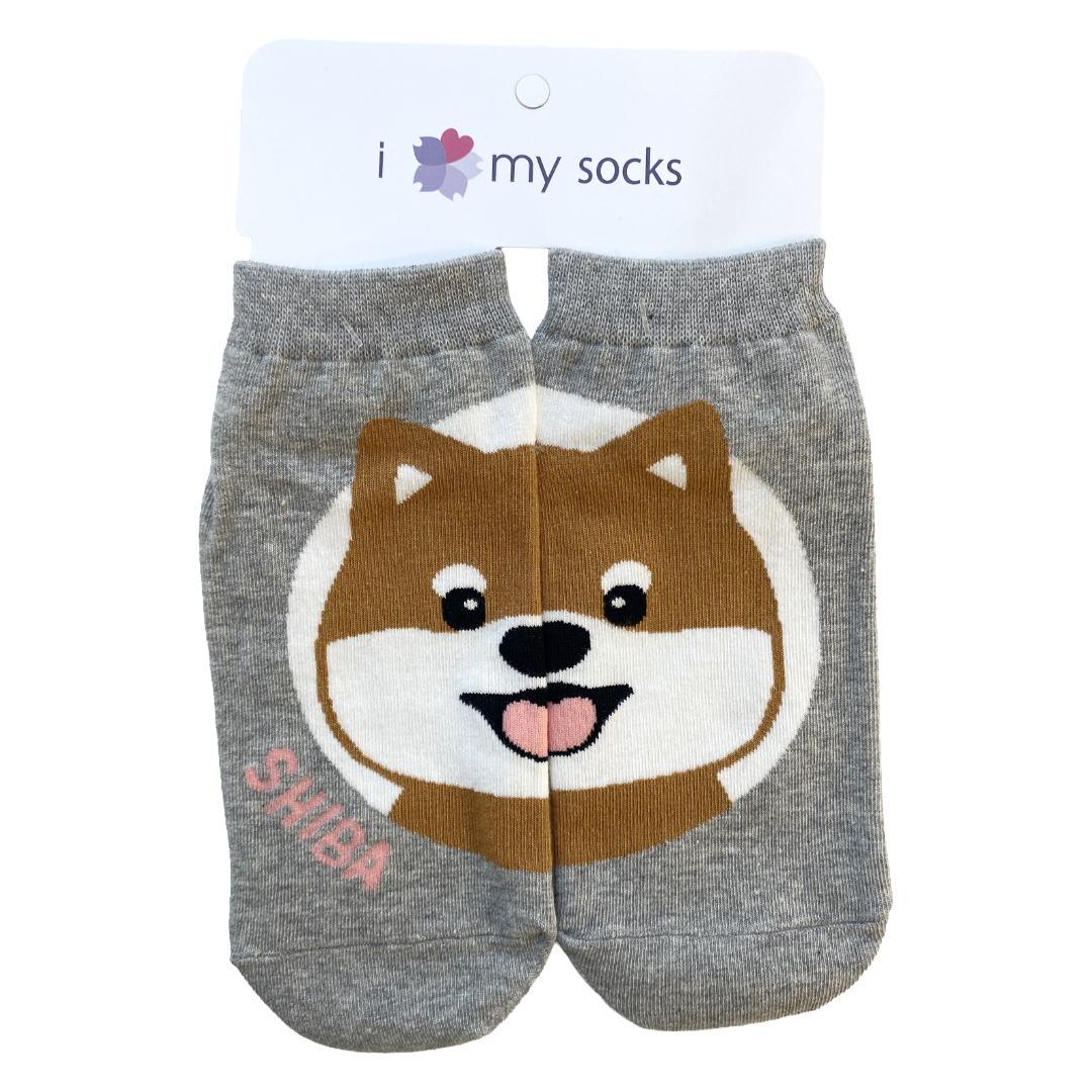 COUPLE SOCKS SHIBA SMILE GRAY
