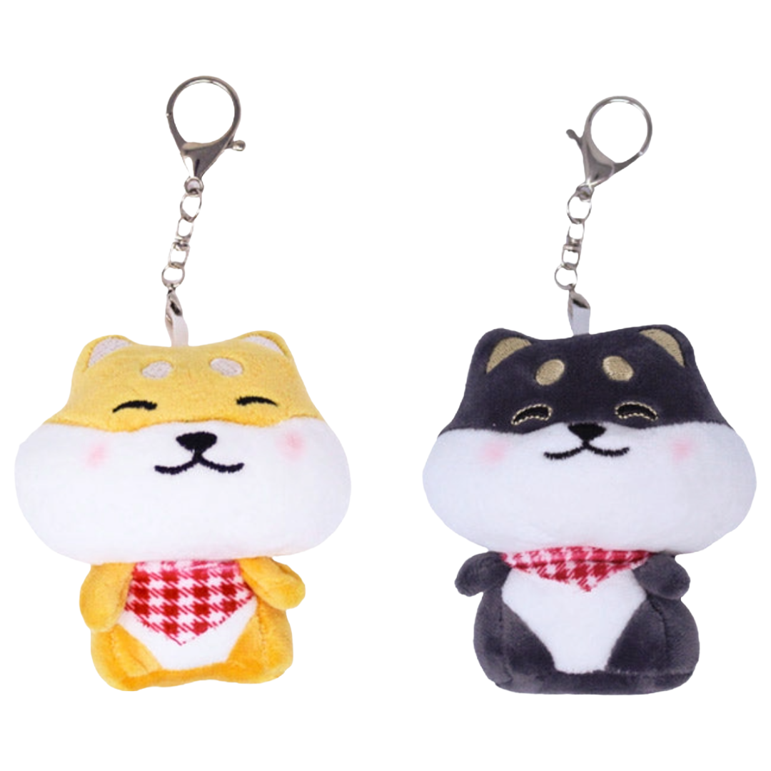 STUFFED TOY KEY HOLDER SMILE SHIBA SCARF