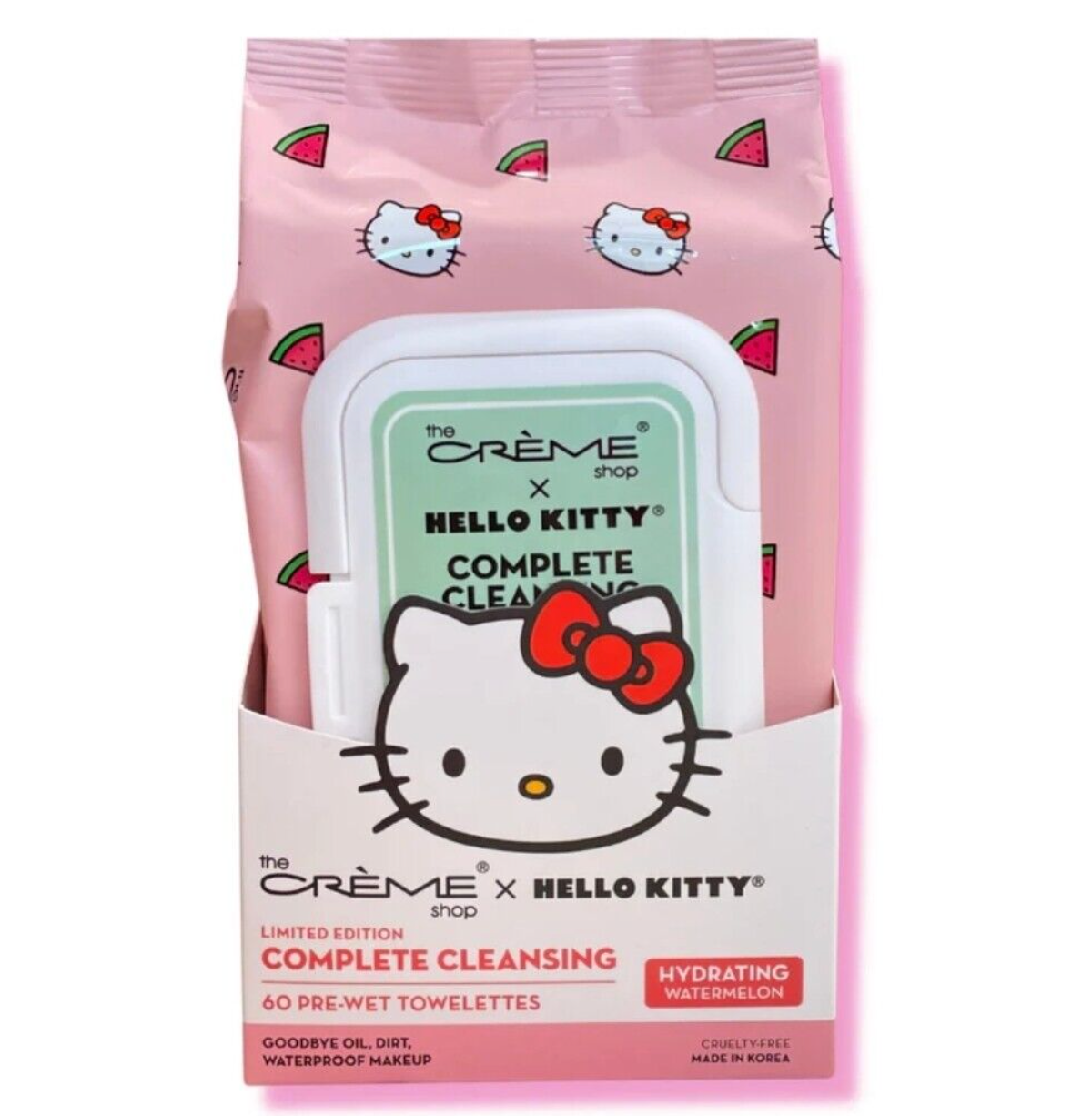 TCS HELLO KITTY CLEANSING TOWELTTES 60T HYDRATING WATERMELON