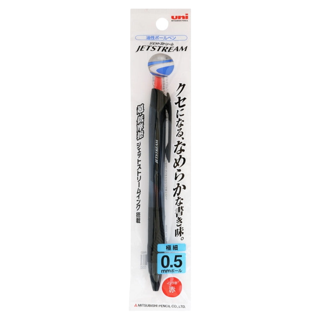 UNI JET STREAM PEN BLACK 0.5MM RED INK