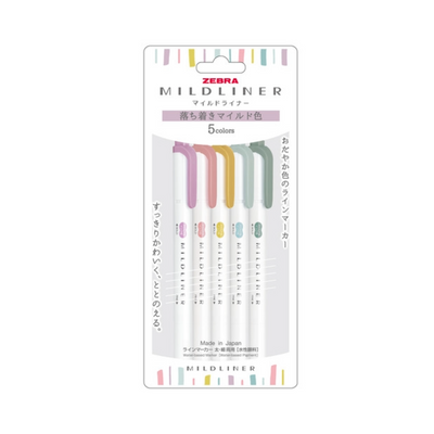 ZEBRA MILDLINER HIGHLIGHTER 5 MILD COLOR