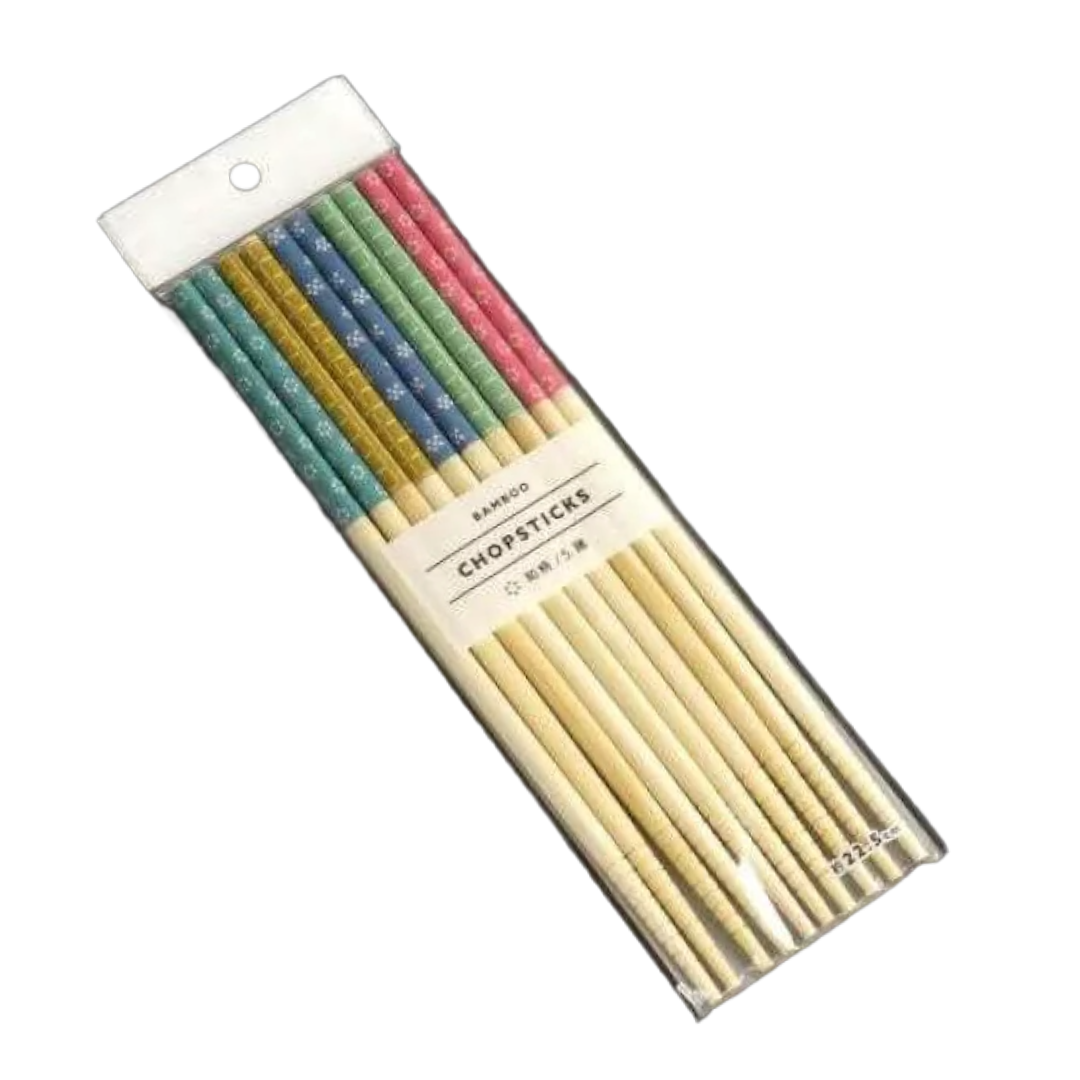 BAMBOO CHOPSTICKS 5 PAIR JAPANESE PATTERN