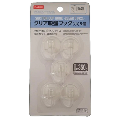 SUCTION CUP HOOK CLEAR 5PCS