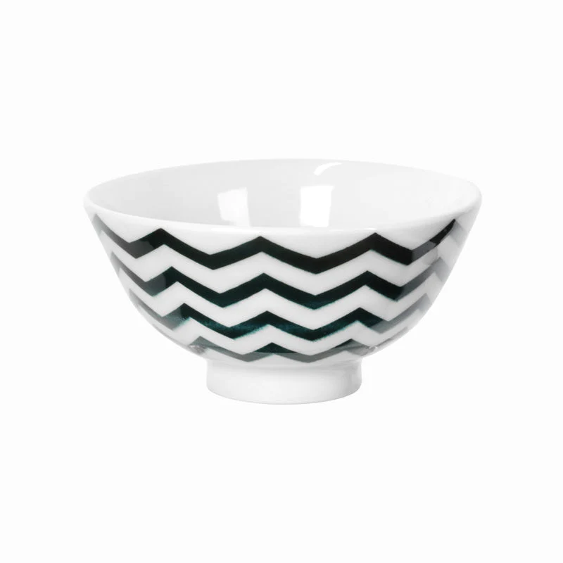 ROUND RICE BOWL ZIGZAG BLACK