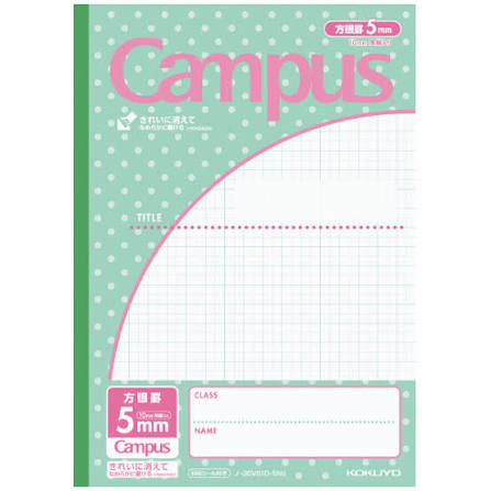 NOTE KOKUYO CAMPUS 5MM HOGAN 30SHEET GTREEN DOTS