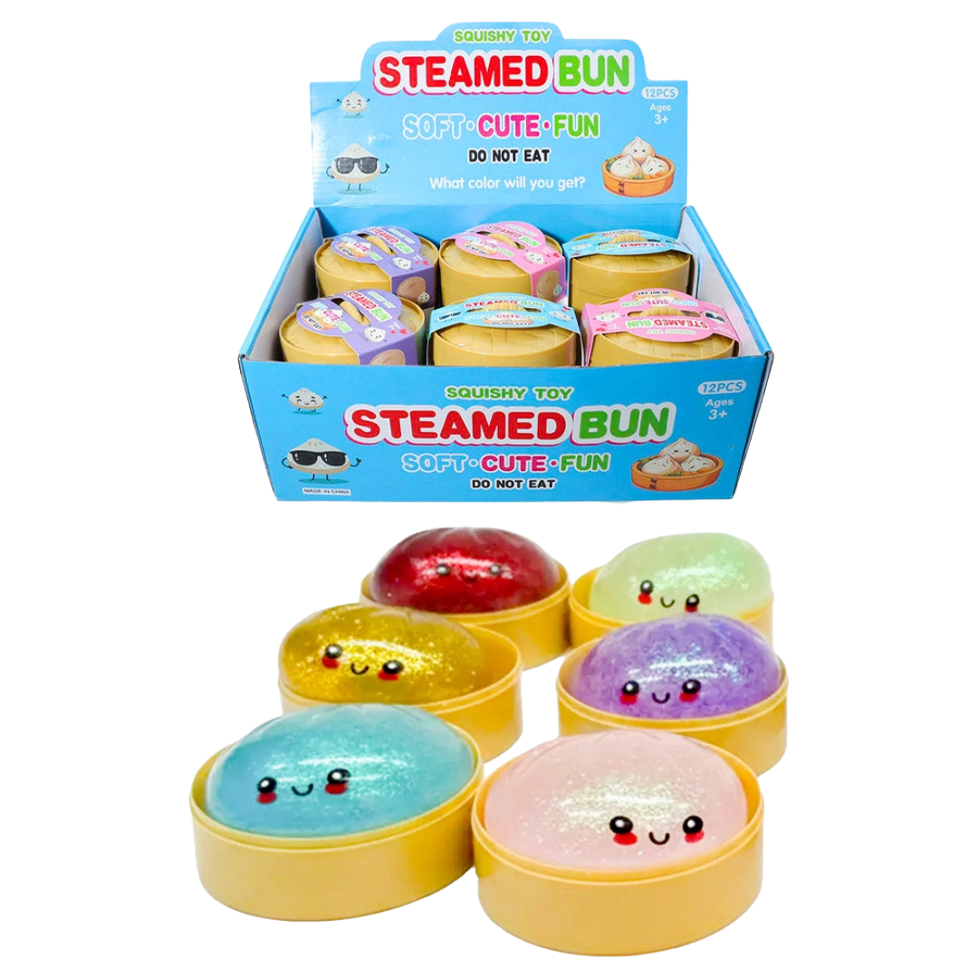 SQUISHY STRESS RELIEF TOY DUMPLING GLITTER W/ CASE