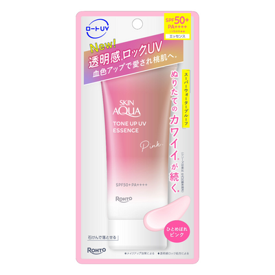 UV ROHTO SKIN AQUA TONE UP ESSENCE SPF50+ PINK COLOR
