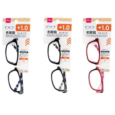 READING GLASSES SQUARE STRIPE PLUS 1.0