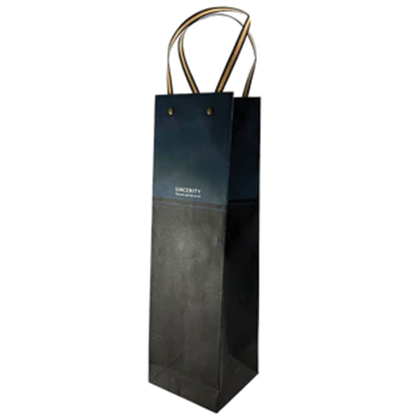 PAPER BAG FOR WINE BOTTLES BLUE ALPHABET 11X36X10CM