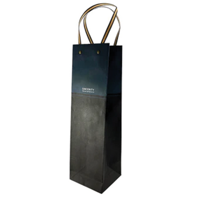 PAPER BAG FOR WINE BOTTLES BLUE ALPHABET 11X36X10CM